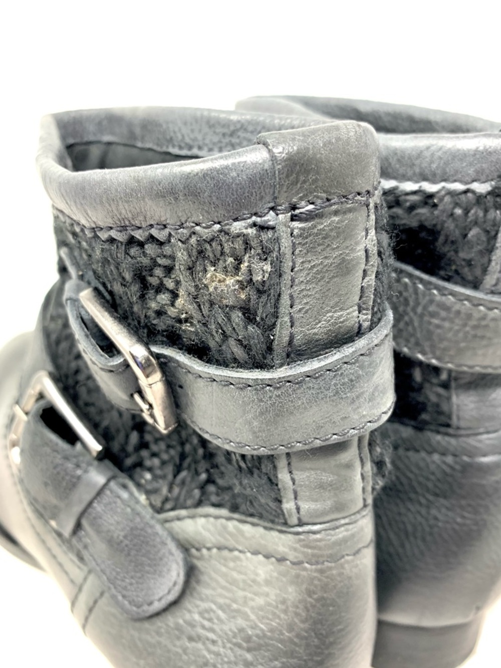 Skechers Stagecoach Gray Cable Knit Leather Buckle Detail Ankle Boots 8 Comfy - Picture 9 of 16